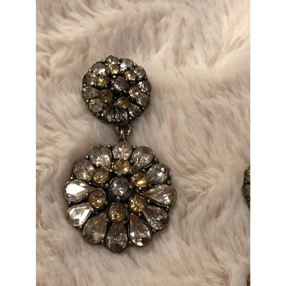 Gold Tone Rhinestone Drop Post Earrings - Picture 3 of 4